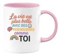 quotedazur - Mug Humour La Vie Est Plus Belle Avec Des Psychologues Comme Toi, Un Vrai Cadeau - Cadeau Original Avec Tasse Thème Psychologie Pour Femme Attentionnée