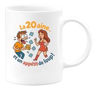 quotedazur - Mug Humour La Vingtaine Et Un Appétit De Loup À Célébrer Avec Gourmandise Tasse Originale Cadeau Parfait Pour Anniversaire