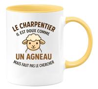 quotedazur - Mug Humour Le Charpentier Il Est Doux Comme Un Agneau Mais Faut Pas Le Chercher - Idée Cadeau Originale Tasse Humour Charpentier Robuste