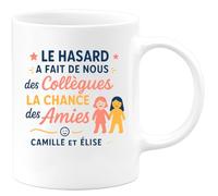 quotedazur - Mug Humour Le Hasard A Fait De Nous Collègues, La Chance Des Amies Camille Et Élise - Idée Cadeau Originale Avec Tasse Pour Amie Fidèle Et Complice