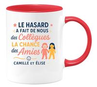 quotedazur - Mug Humour Le Hasard A Fait De Nous Collègues, La Chance Des Amies Camille Et Élise Idée Cadeau Originale Avec Tasse Pour Amie Fidèle Complice