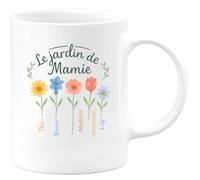 quotedazur - Mug Humour Le Jardin De Mamie Et Papi Avec Yannick, Mathilde, Nathanaël Lily Parfait Cadeau Tasse Personnalisée Pour Moments Partagés En Famille