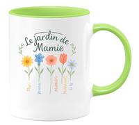 quotedazur - Mug Humour Le Jardin De Mamie Et Papi Avec Yannick, Mathilde, Nathanaël Lily Parfait Cadeau Tasse Personnalisée Pour Moments Partagés En Famille