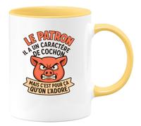 quotedazur - Mug Humour Le Patron A Un Caractère De Cochon, Mais C’est Pour Ça Qu’on L’adore Idée Cadeau Originale Tasse Boss Original Et Unique