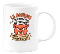quotedazur - Mug Humour Le Patron A Un Caractère De Cochon, Mais C’est Pour Ça Qu’on L’adore Idée Cadeau Originale Tasse Boss Original Et Unique