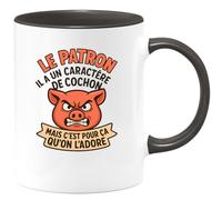 quotedazur - Mug Humour Le Patron A Un Caractère De Cochon, Mais C’est Pour Ça Qu’on L’adore Idée Cadeau Originale Tasse Boss Original Et Unique