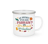 quotedazur - Mug Humour Le secret d'un bon parrain ? 50% amour, 50% bonbons - Cadeau Parrain Homme