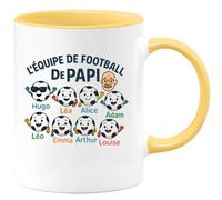 quotedazur - Mug Humour L'équipe De Football De Papi Avec Hugo, Léa, Alice, Adam, Léo, Emma, Arthur, Louise - Idée Cadeau Tasse Personnalisée Football Pour Grand-père Unique