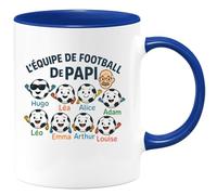 quotedazur - Mug Humour L'équipe De Football De Papi Avec Hugo, Léa, Alice, Adam, Léo, Emma, Arthur, Louise - Idée Cadeau Tasse Personnalisée Football Pour Grand-père Unique