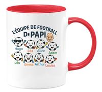 quotedazur - Mug Humour L'équipe De Football Papi Avec Hugo, Léa, Alice, Adam, Léo, Emma, Arthur, Louise Idée Cadeau Tasse Personnalisée Pour Grand-père Unique