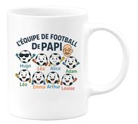 quotedazur - Mug Humour L'équipe De Football Papi Avec Hugo, Léa, Alice, Adam, Léo, Emma, Arthur, Louise Idée Cadeau Tasse Personnalisée Pour Grand-père Unique