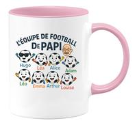quotedazur - Mug Humour L'équipe De Football Papi Avec Hugo, Léa, Alice, Adam, Léo, Emma, Arthur, Louise Idée Cadeau Tasse Personnalisée Pour Grand-père Unique