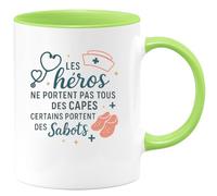 quotedazur - Mug Humour Les héros ne portent pas tous des capes, certains portent des sabots - Cadeau Infirmière Femme
