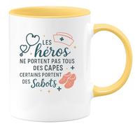 quotedazur - Mug Humour Les héros ne portent pas tous des capes, certains portent des sabots - Cadeau Infirmière Femme