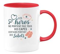 quotedazur - Mug Humour Les héros ne portent pas tous des capes, certains portent des sabots - Cadeau Infirmière Femme