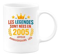 quotedazur - Mug Humour Les Légendes Sont Nées En 2005 Joyeux Anniversaire Léo, Cadeau Unique Idée Originale Tasse Légendaire Pour Homme