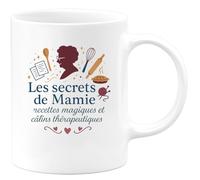 quotedazur - Mug Humour Les secrets de Mamie : recettes magiques et câlins thérapeutiques - Cadeau Mamie Femme