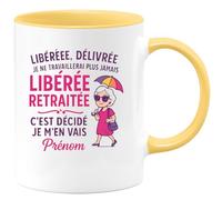 quotedazur - Mug Humour Libérée, Délivrée, Retraitée Cadeau Tasse Originale Pour Femme Heureuse Idée Retraite Humoristique Et