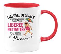 quotedazur - Mug Humour Libérée, Délivrée, Retraitée : Je Ne Travaillerai Plus Jamais, C'est Décidé - Cadeau Unique Tasse Retraite Pour Femme Humoristique Et Personnalisée