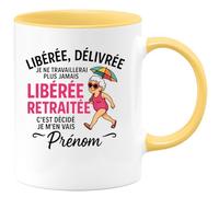 quotedazur - Mug Humour Libérée, Délivrée, Retraitée : Je Ne Travaillerai Plus Jamais, C'est Décidé - Cadeau Unique Tasse Retraite Pour Femme Humoristique Et Personnalisée