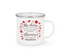 quotedazur - Mug Humour Ma chérie, depuis notre première Saint-Valentin ensemble, tu illumines chacun de mes matins - Cadeau Amour, Saint-Valentin, Couple Femme