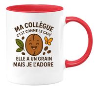 quotedazur - Mug Humour Ma Collègue C'est Comme Le Café Elle A Un Grain Mais Je L'adore - Idée Cadeau Originale Tasse Humoristique Pour Collègue