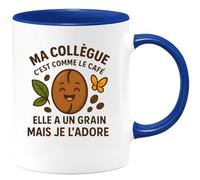 quotedazur - Mug Humour Ma Collègue C'est Comme Le Café Elle A Un Grain Mais Je L'adore Idée Cadeau Originale Tasse Humoristique Pour