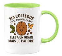 quotedazur - Mug Humour Ma Collègue C'est Comme Le Café Elle A Un Grain Mais Je L'adore - Idée Cadeau Originale Tasse Humoristique Pour Collègue