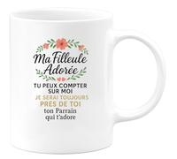 quotedazur - Mug Humour Ma Filleule Adorée Tu Peux Compter Sur Moi Je Serai Toujours Près De Toi Ton Parrain Qui T'adore - Cadeau Parfait En Tasse Pour Filleule Adorée