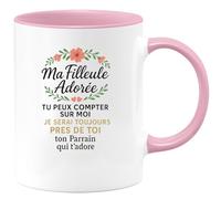quotedazur - Mug Humour Ma Filleule Adorée Tu Peux Compter Sur Moi Je Serai Toujours Près De Toi Ton Parrain Qui T'adore - Cadeau Parfait En Tasse Pour Filleule Adorée