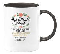 quotedazur - Mug Humour Ma Filleule Adorée Tu Peux Compter Sur Moi Je Serai Toujours Près De Toi Ton Parrain Qui T'adore - Cadeau Parfait En Tasse Pour Filleule Adorée