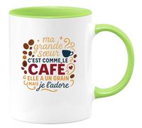 quotedazur - Mug Humour Ma grande soeur c'est comme le café, elle a un grain mais je l'adore - Cadeau Grande Soeur Femme