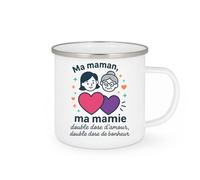 quotedazur - Mug Humour Ma Maman, Ma Mamie - Double Dose D'amour, Double Dose De Bonheur - Tasse Fête Des Grand-Mères, Annonce Grossesse, Cadeau Mamie Anniversaire Noël