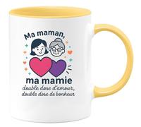 quotedazur - Mug Humour Ma Maman, Ma Mamie - Double Dose D'amour, Double Dose De Bonheur - Tasse Fête Des Grand-Mères, Annonce Grossesse, Cadeau Mamie Anniversaire Noël