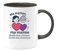 quotedazur - Mug Humour Ma Maman, Mamie Double Dose D'amour, De Bonheur Tasse Fête Des Grand-Mères, Annonce Grossesse, Cadeau Anniversaire Noël