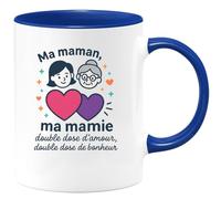 quotedazur - Mug Humour Ma Maman, Mamie Double Dose D'amour, De Bonheur Tasse Fête Des Grand-Mères, Annonce Grossesse, Cadeau Anniversaire Noël