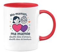 quotedazur - Mug Humour Ma Maman, Mamie Double Dose D'amour, De Bonheur Tasse Fête Des Grand-Mères, Annonce Grossesse, Cadeau Anniversaire Noël