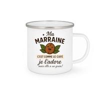 quotedazur - Mug Humour Ma Marraine C’Est Comme Le Café, Je L’Adore Mais Elle A Un Grain Idée Cadeau Originale Tasse Pour Femme