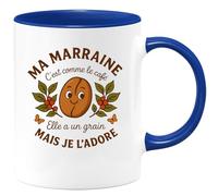 quotedazur - Mug Humour Ma Marraine C'est Comme Le Café Elle A Un Grain Mais Je L'adore Cadeau Original Pour Tasse Et Affection