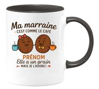 quotedazur - Mug Humour Ma Marraine C'est Comme Le Café, Elle A Un Grain Mais Je L'adore Idée Cadeau Tasse Pour Originale Et Appréciée
