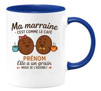 quotedazur - Mug Humour Ma Marraine C'est Comme Le Café, Elle A Un Grain Mais Je L'adore ! - Idée Cadeau Tasse Humour Pour Marraine Originale Et Appréciée