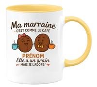 quotedazur - Mug Humour Ma Marraine C'est Comme Le Café, Elle A Un Grain Mais Je L'adore Idée Cadeau Tasse Pour Originale Et Appréciée