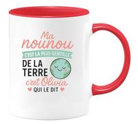quotedazur - Mug Humour Ma Nounou Est La Plus Gentille De Terre, Selon Olivia Cadeau Parfait Tasse Douce Originale