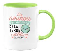 quotedazur - Mug Humour Ma Nounou Est La Plus Gentille De Terre, Selon Olivia Cadeau Parfait Tasse Douce Originale