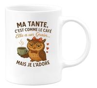 quotedazur - Mug Humour Ma Tante, Comme Le Café, A Un Grain... Mais Je L'adore Idée Cadeau Originale Tasse Drôle Pour Unique