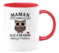 quotedazur - Mug Humour Maman C'est Comme Le Café Elle A Un Grain Mais Je L'adore - Cadeau Parfait Tasse Originale Pour Maman Unique