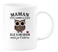 quotedazur - Mug Humour Maman C'est Comme Le Café Elle A Un Grain Mais Je L'adore - Cadeau Parfait Tasse Originale Pour Maman Unique