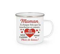 quotedazur - Mug Humour Maman, Chaque Fois Que Tu Touches Ce CœUr, Souviens-Toi Que Nous T'aimons ! Bisous ! - Idée Cadeau Originale Tasse Maman Amour Enfants