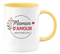 quotedazur - Mug Humour Maman D'amour Depuis Mars 2017, Cadeau Parfait Pour Attentionnée Idée Originale Tasse Exceptionnelle Et Bien-aimée