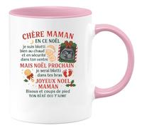 quotedazur - Mug Humour Maman, En Ce Noël Je Suis Bien Au Chaud Dans Ton Ventre. Prochain, Tes Bras. Joyeux Bisous De Bébé. Idée Cadeau Tasse Tendre Pour Future Naissance
